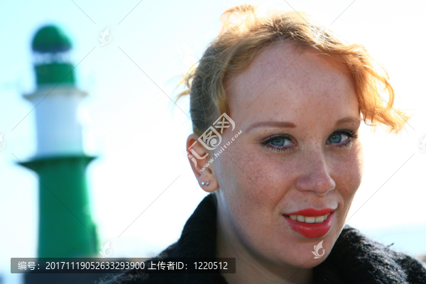 來自德國，梅克倫堡,-,前波莫瑞州，warnemünde的紅發(fā)女子肖像