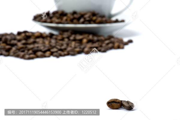 咖啡杯子與咖啡豆