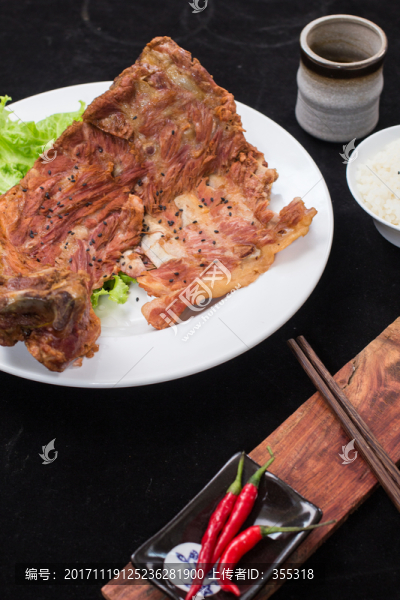 烤,肉,飯,排骨,燒烤,豬肉