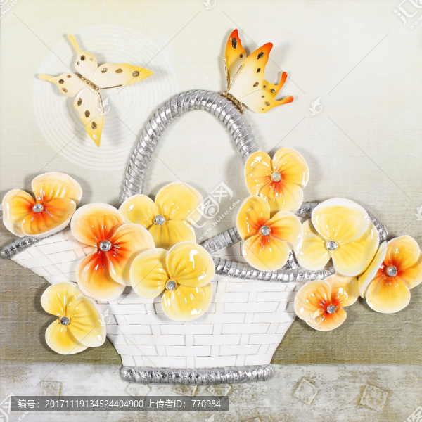 寫(xiě)意蝴蝶蘭烤瓷浮雕裝飾畫(huà)