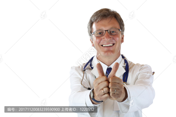 顯示兩個贊許的愉快的笑的醫(yī)生