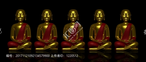 黑色的五個金佛像