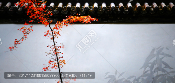 園林圍墻紅葉
