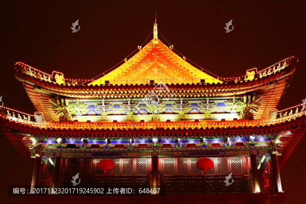 西安城墻南門箭樓夜景,箭樓