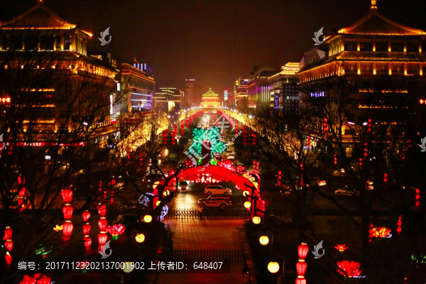 西安南大街鐘樓夜景,西安鐘樓