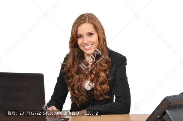 女商人在桌子上