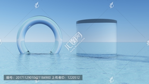 幾何圖由玻璃制成水表面上