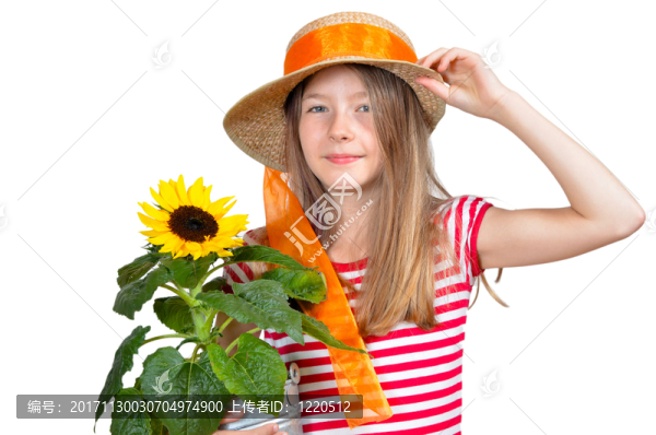 女孩花向日葵