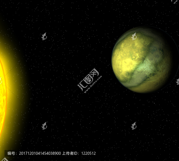 一個沙漠行星繞著一個所謂的系外行星到外星人的太陽的插圖。