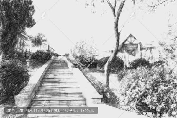 山村,速寫