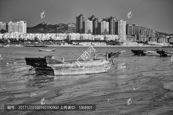 海灘,漁船,海岸線