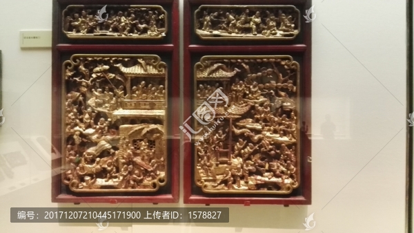 清代木雕構(gòu)件漆金木雕,花板一對(duì)