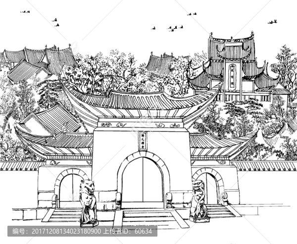 武漢歸元寺線描