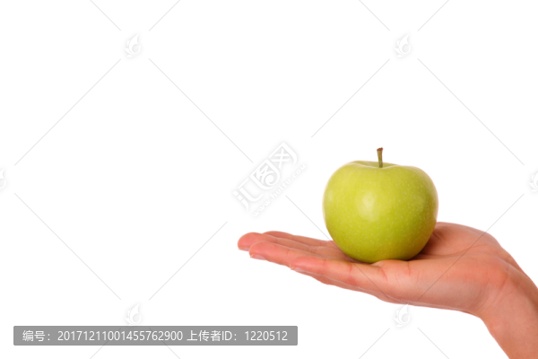 青蘋果在女人的手中