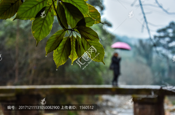 小橋,人,背影,遠山