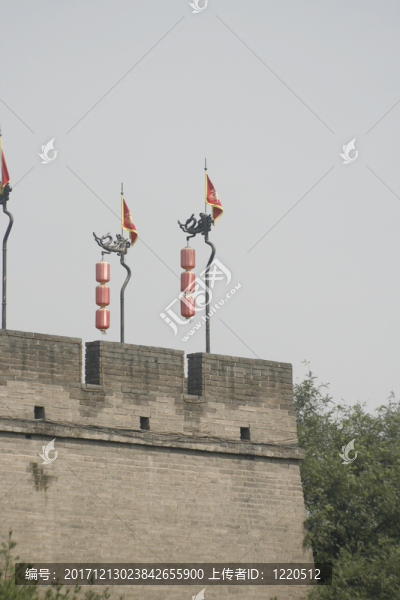 西安古鎮(zhèn)，俯瞰城墻,-,燈
