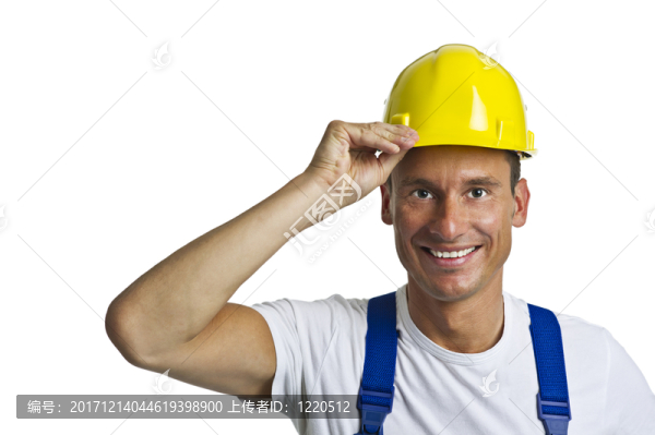 建筑工人與防護頭盔