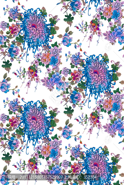 繡花面料花四方連續(xù)TIF不分層
