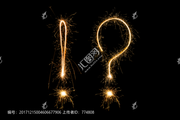 問(wèn)號(hào),感嘆號(hào),煙花
