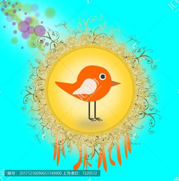 創(chuàng)意圈與鳥（卡通風格）