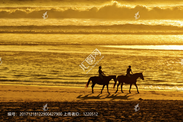 騎在海邊
