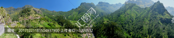 全景與道路和鄉(xiāng)村通道在馬德拉島