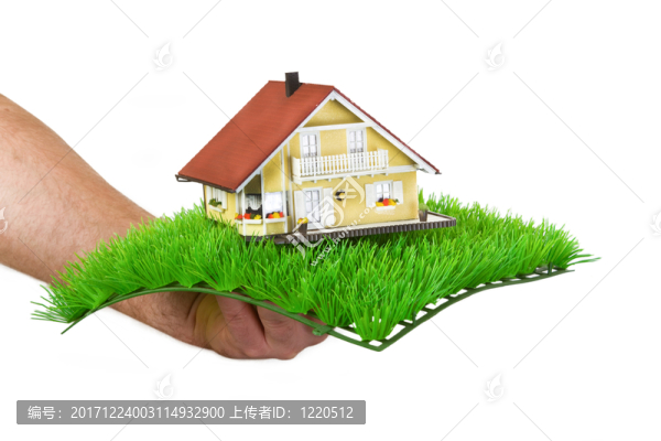 在草席子的模型房子
