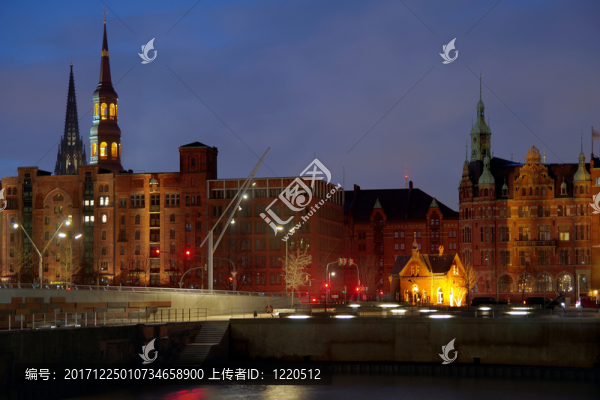 brooktorhafen和speicherstadt在晚上