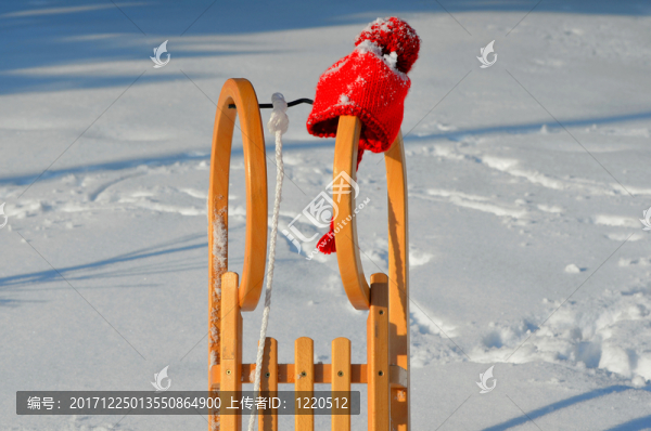 冬天在雪地里雪橇