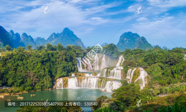 山水瀑布,全景大畫幅