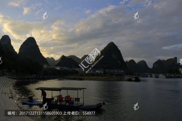 陽朔,遇龍河,晚霞