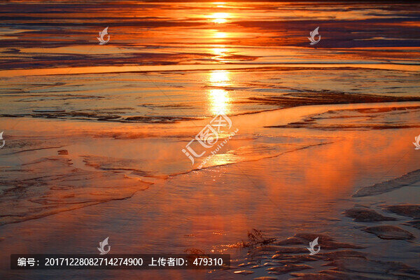 冰河,夕陽
