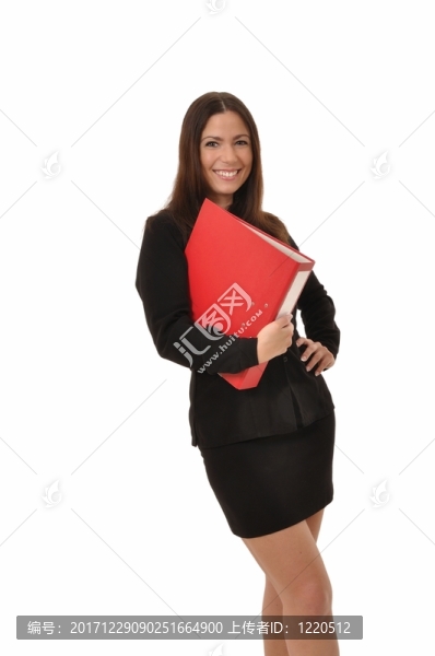 顯示一個(gè)紅色文件夾后面的女實(shí)業(yè)家