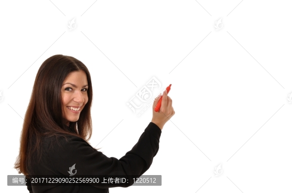 用筆寫的女人的上半身
