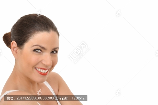 一個(gè)微笑的女人的特寫