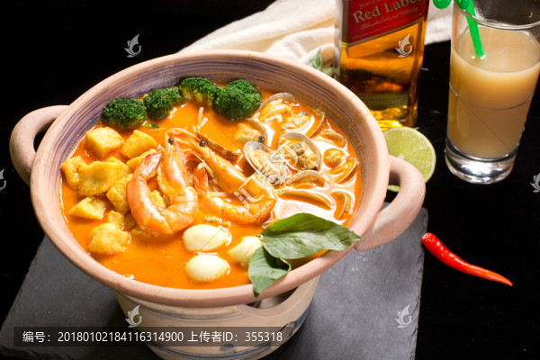 海鮮鍋,蝦,蛤蜊,鍋,菜,食品