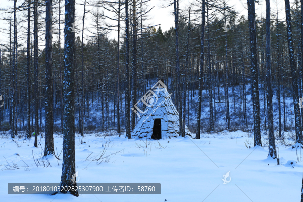獵民在冬營(yíng)地居住的撮羅子