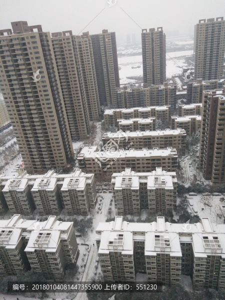 西安,雪景,城市,北郊
