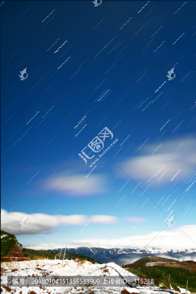 雪山,星空,星軌