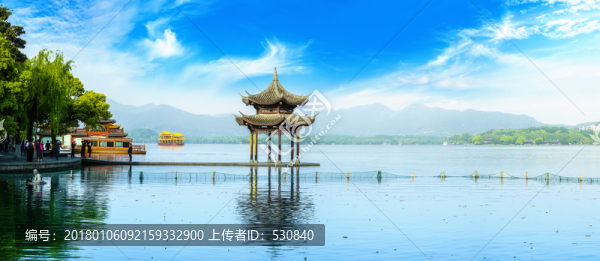 杭州西湖風(fēng)光集賢亭,全景大畫