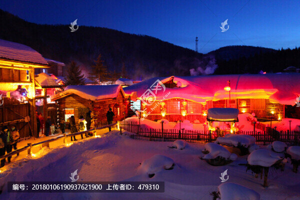 雪鄉(xiāng),夜景,燈光