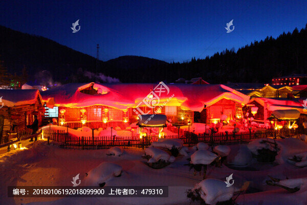 雪鄉(xiāng),夜景,燈光