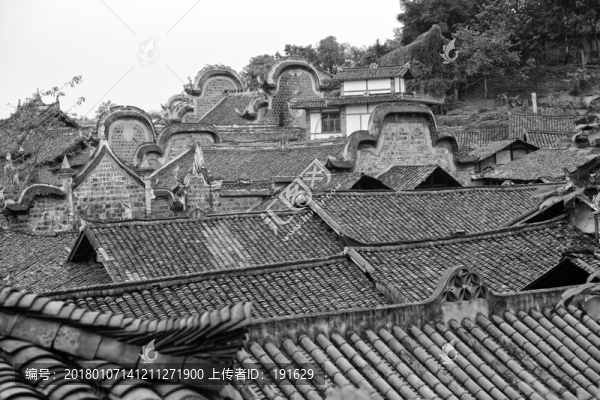 自貢仙市,古建筑,黑白