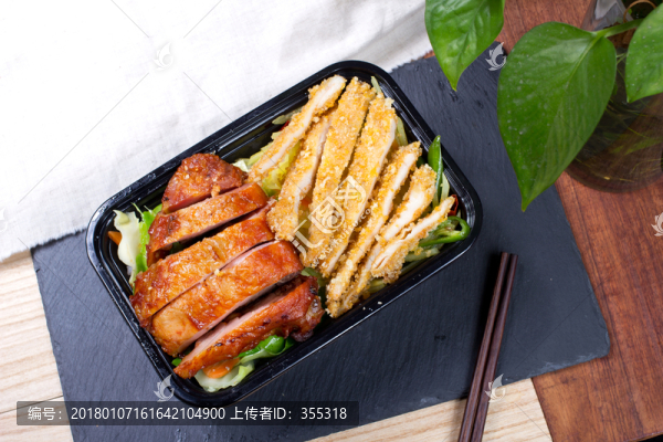 炸雞腿,快餐,盒飯,美食,美味