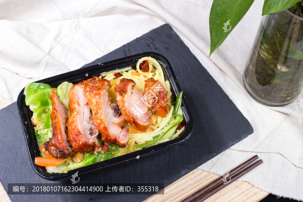 烤雞腿,快餐,盒飯,美食,美味