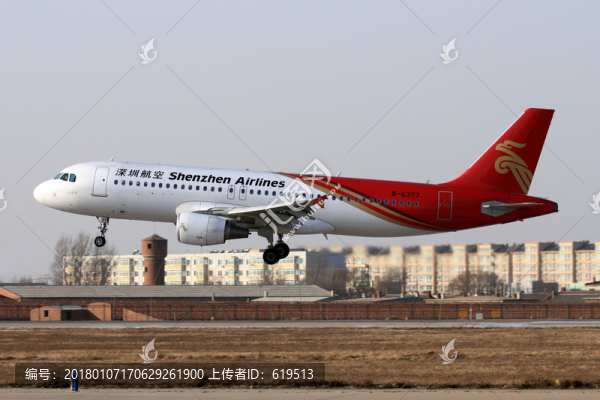 民航,飛機,降落,深圳航空