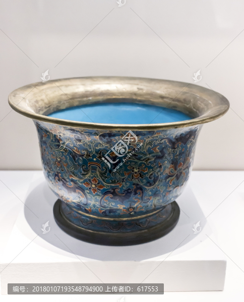 銅胎畫琺瑯蝠蓮紋花盆