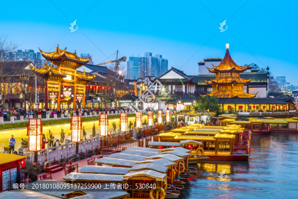 南京夫子廟秦淮河夜景