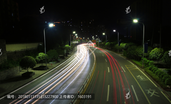 城市夜景汽車(chē)燈光軌跡