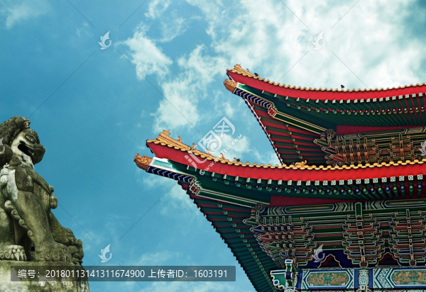中國古樓,石獅子